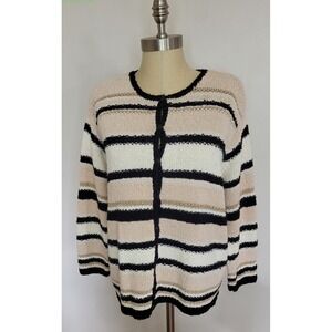 VTG Talbots 1X Hand Knit Cardigan Sweater Silk Blend Career Academia Preppy